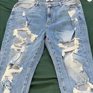 Indigo Light Blue distressed Straight Jeans